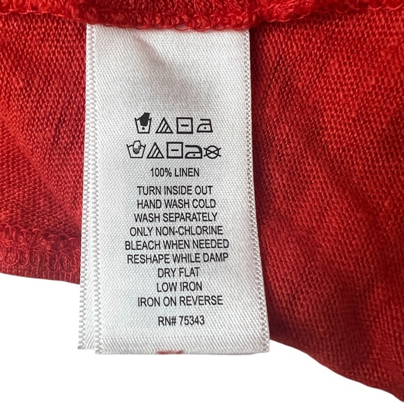 Tahari Womens Linen Beachy Top Size 1X Orange Vacation Island Tropical Travel‎ - Picture 4 of 5